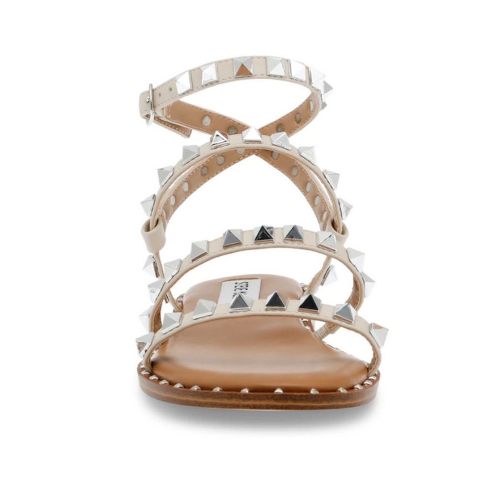 STEVE MADDEN Studded Leather Flat Sandals - Picture 4 of 5